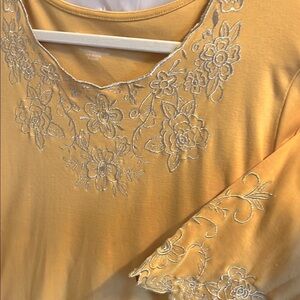 Drapers & Damons Embellished Yellow Long Sleeve T Shirt XL